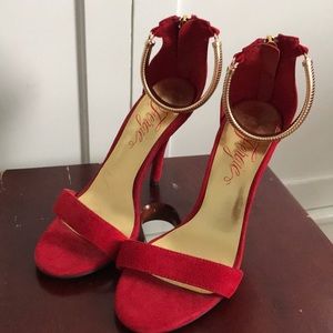 Fergie Red Suede Heels